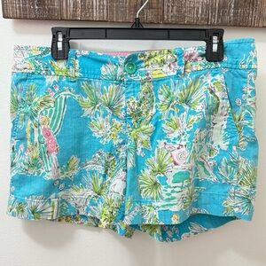 Lilly Pulitzer Retired Jungle Pineapple Tiger Print Shorts size 10